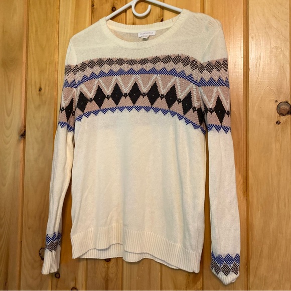 Charter Club Petite Women’s White/Pink/Blue Sweater - Picture 3 of 7